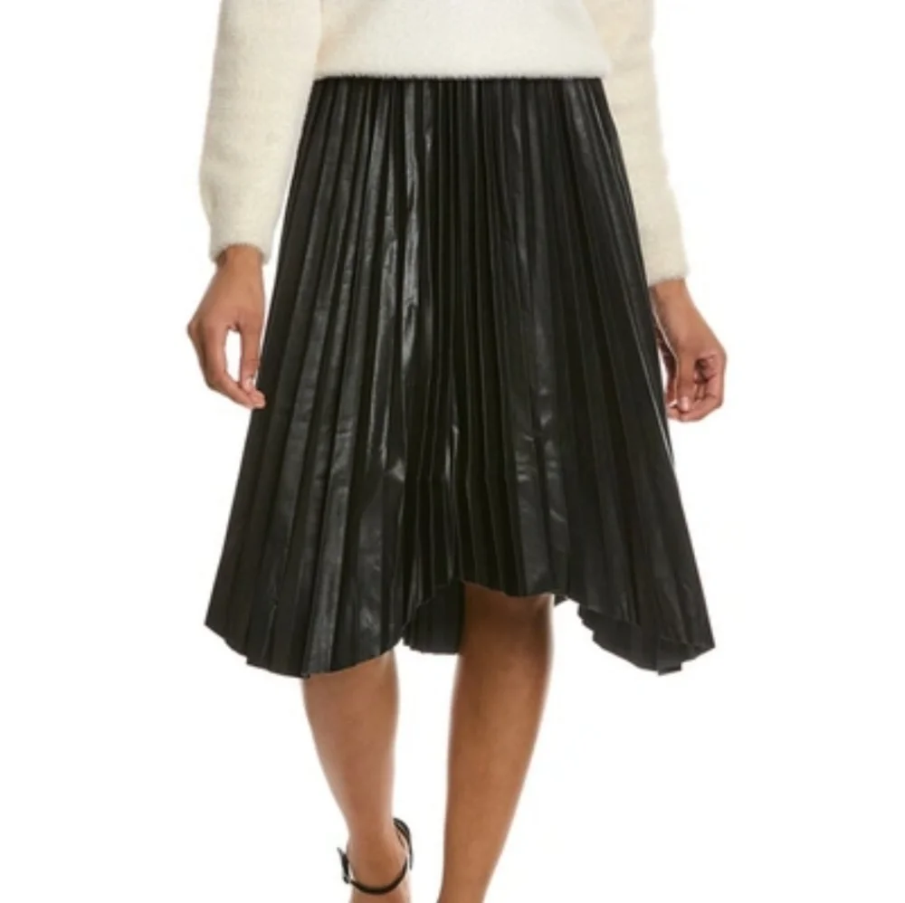 Gracia Black, Goth, Witchy Pelated Midi Length Officewear,  Workwear Skirt